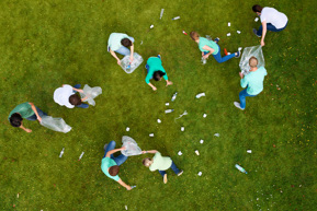 Community litter picking in field