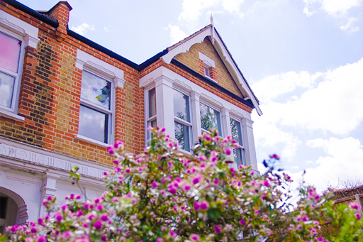 house with flowers